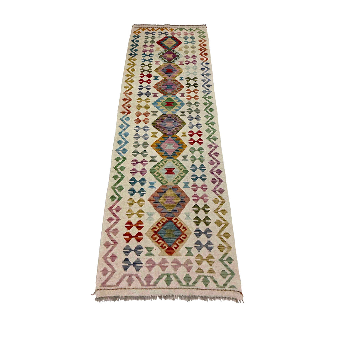 Afghan Vegetable Kilim Rug 2' 8" x 9' 4" Flat-Weave detail