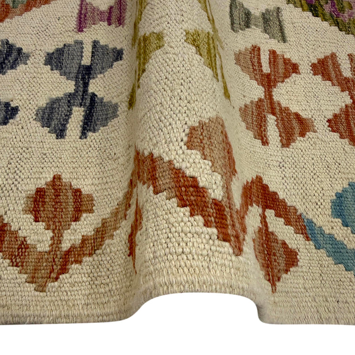 Afghan Vegetable Kilim Rug 2' 8" x 9' 4" Flat-Weave field