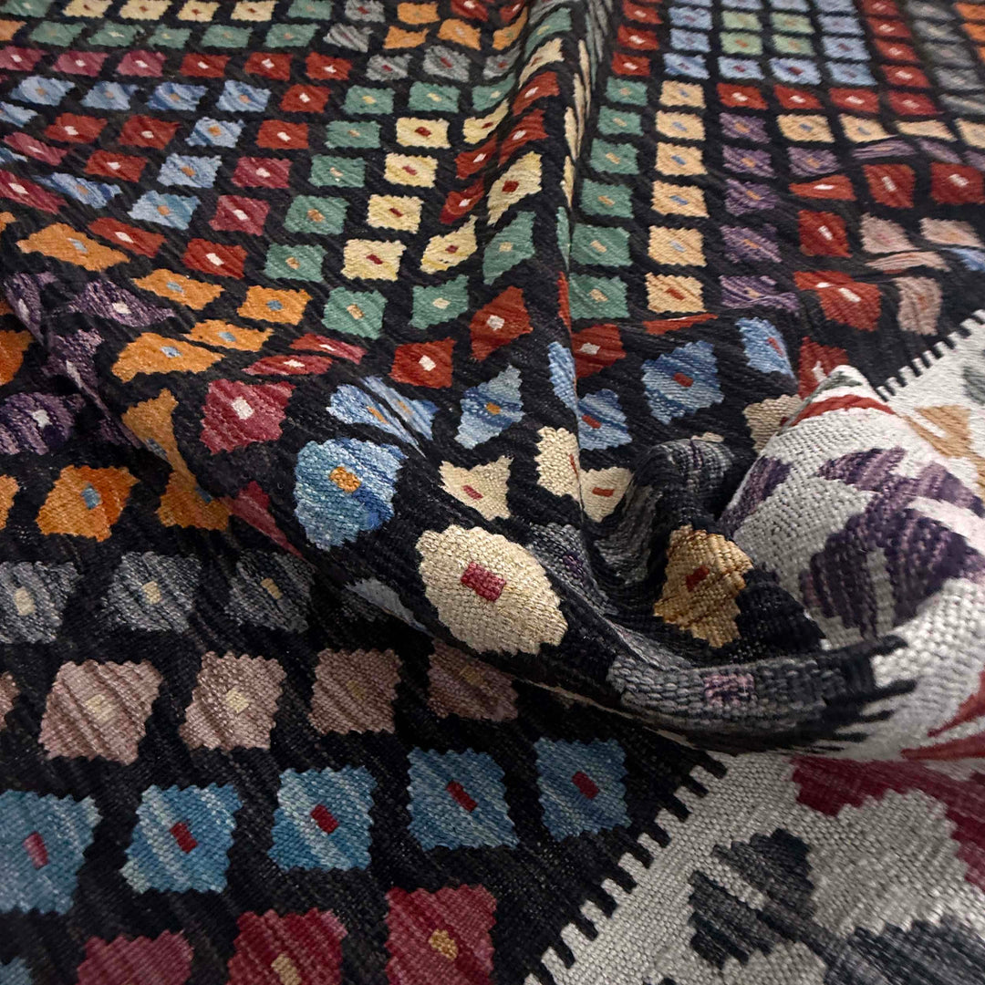 Afghan Kilim Rug 6' 4" x 9' 7" Flat-Weave texture