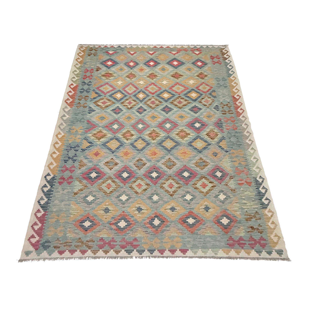 Afghan Kilim Rug 6' 7" x 10' 3" Flat-Weave detail