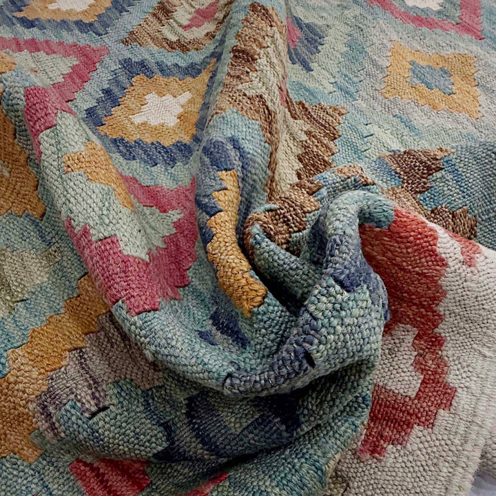 Afghan Kilim Rug 6' 7" x 10' 3" Flat-Weave texture