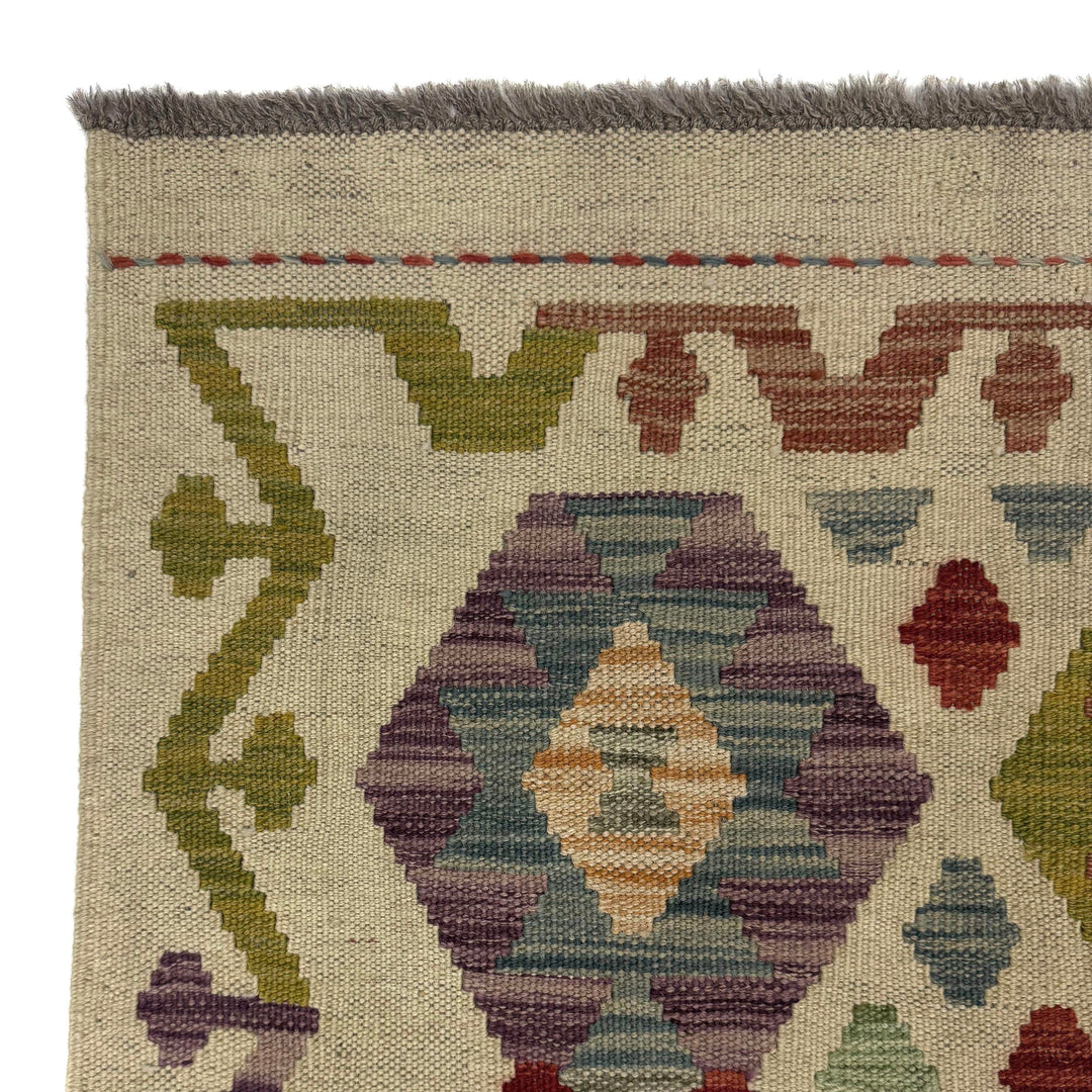 Afghan Vegetable Kilim Rug 2' 6" x 9' 7" Flat-Weave pattern