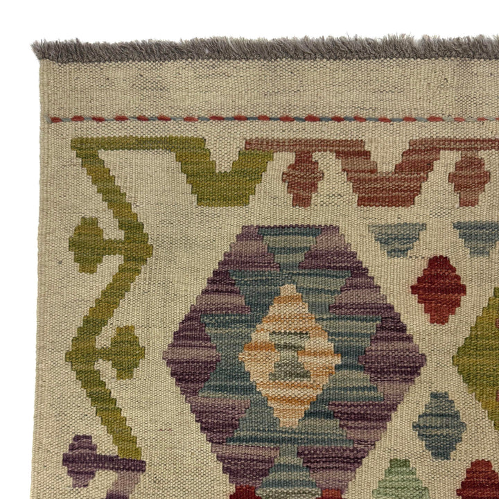Afghan Vegetable Kilim Rug 2' 6" x 9' 7" Flat-Weave pattern
