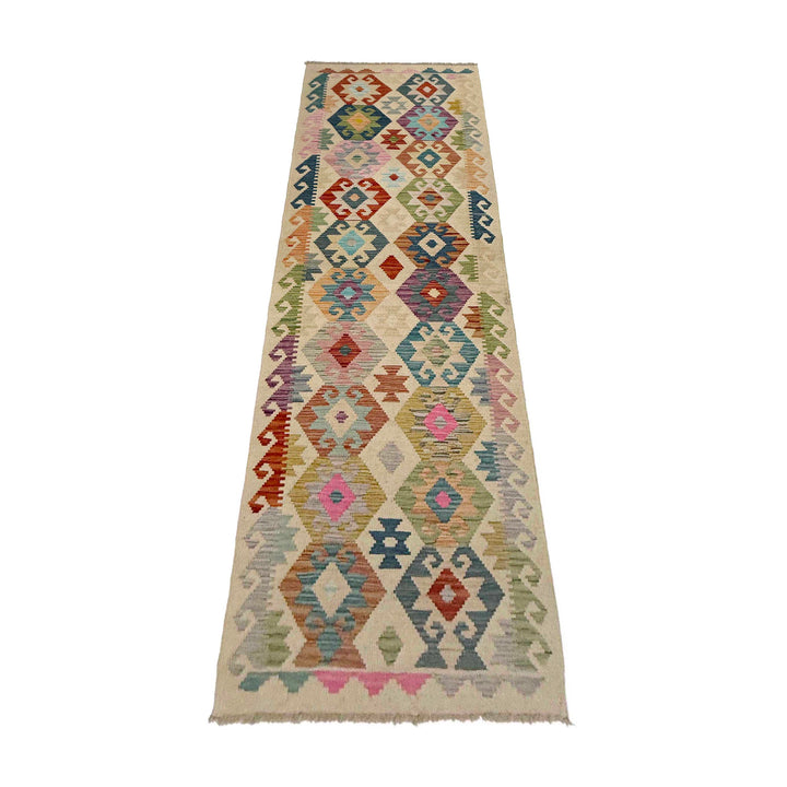 Afghan Vegetable Kilim Rug 2' 7" x 9' 7" Flat-Weave detail