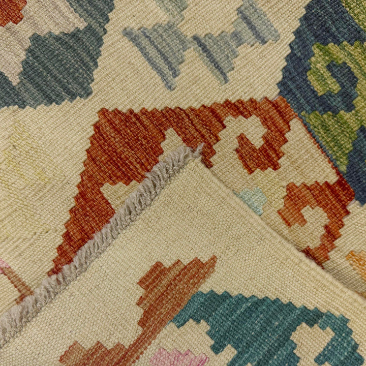 Afghan Vegetable Kilim Rug 2' 7" x 9' 7" Flat-Weave border