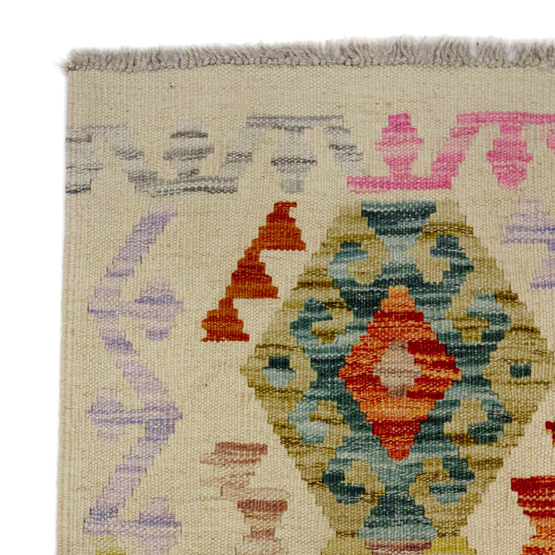 Afghan Vegetable Kilim Rug 2' 7" x 9' 4" Flat-Weave pattern