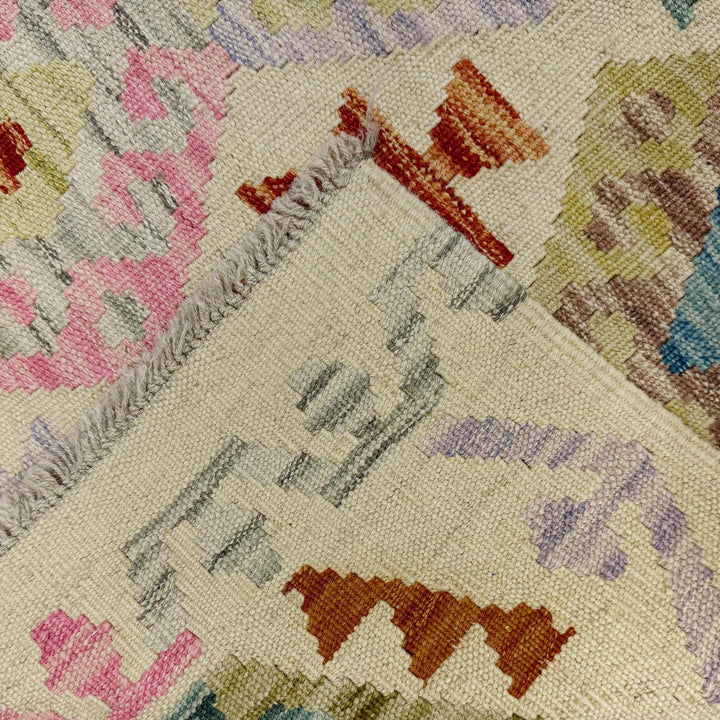 Afghan Vegetable Kilim Rug 2' 7" x 9' 4" Flat-Weave border