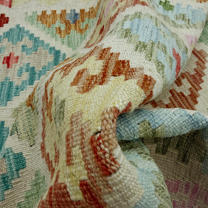 Afghan Vegetable Kilim Rug 2' 9" x 9' 6" Flat-Weave texture