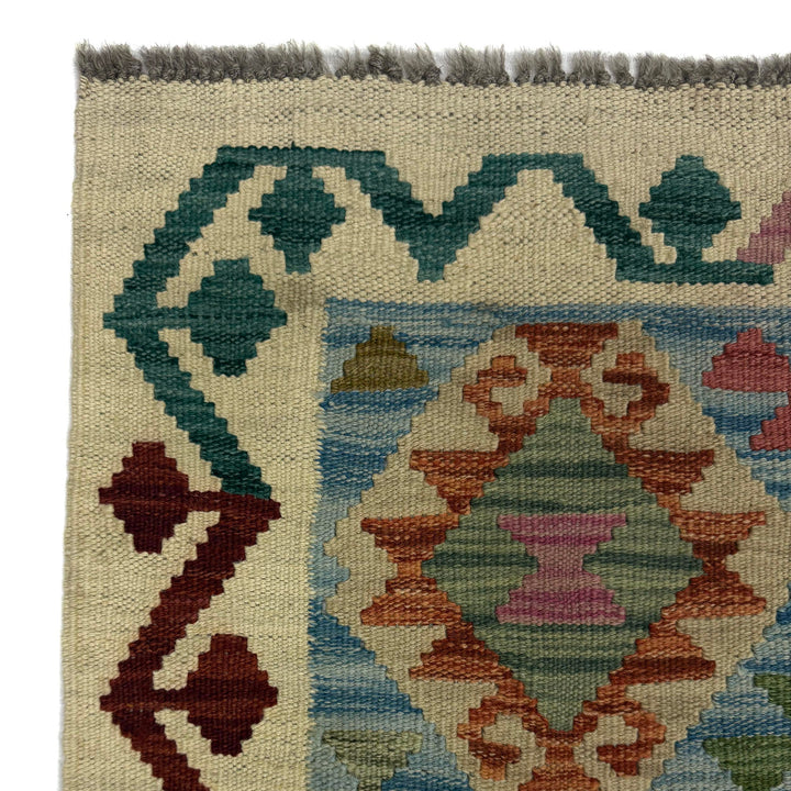 Afghan Vegetable Kilim Rug 2' 6" x 10' 2" Flat-Weave pattern