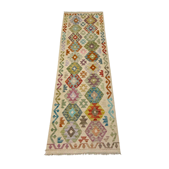 Afghan Vegetable Kilim Rug 2' 7" x 9' 5" Flat-Weave detail