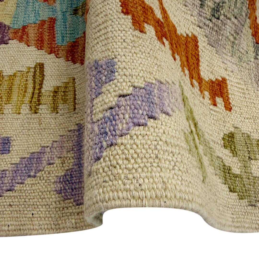 Afghan Vegetable Kilim Rug 2' 7" x 9' 5" Flat-Weave field