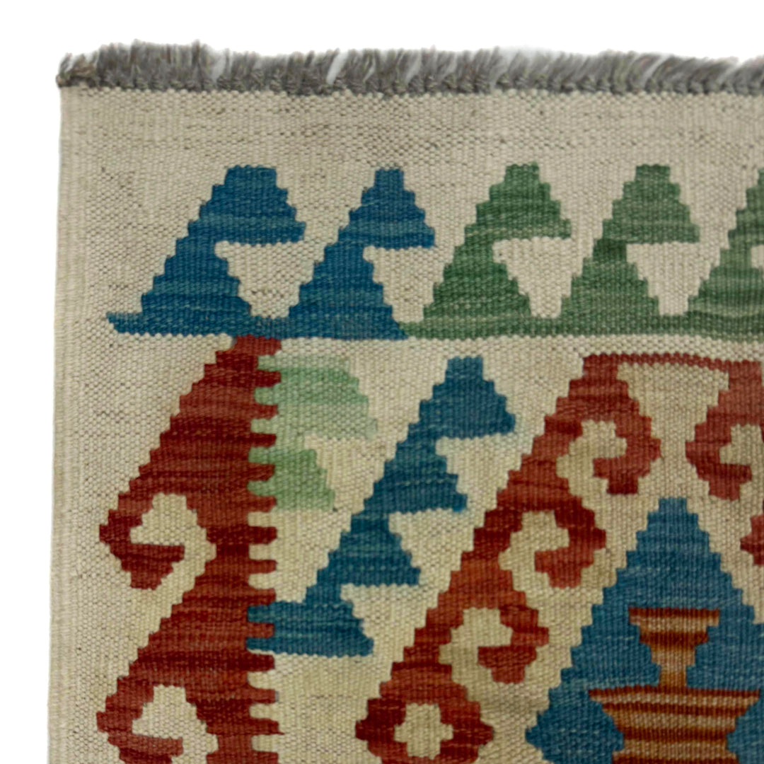 Afghan Vegetable Kilim Rug 2' 0" x 5' 8" Flat-Weave pattern