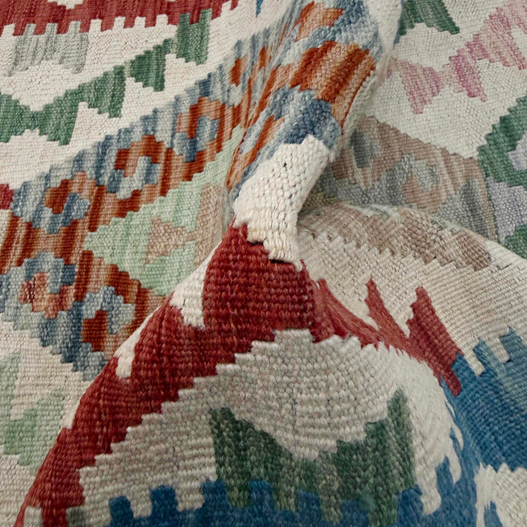 Afghan Vegetable Kilim Rug 2' 0" x 5' 8" Flat-Weave texture