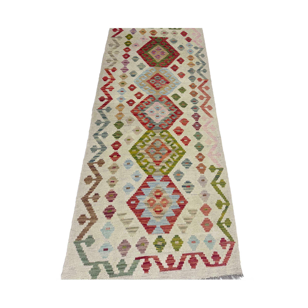 Afghan Vegetable Kilim Rug 2' 3" x 6' 3" Flat-Weave detail