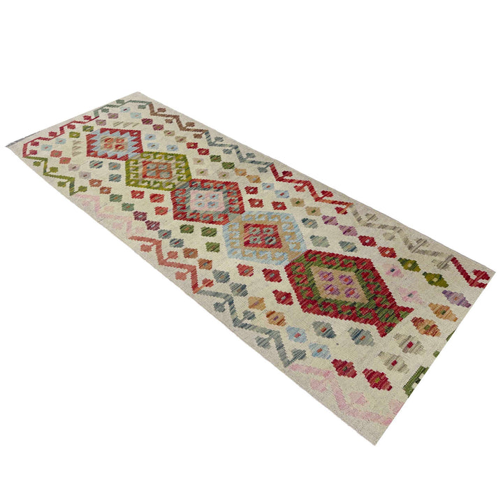 Afghan Vegetable Kilim Rug 2' 3" x 6' 3" Flat-Weave close-up
