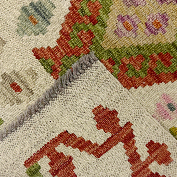Afghan Vegetable Kilim Rug 2' 3" x 6' 3" Flat-Weave border