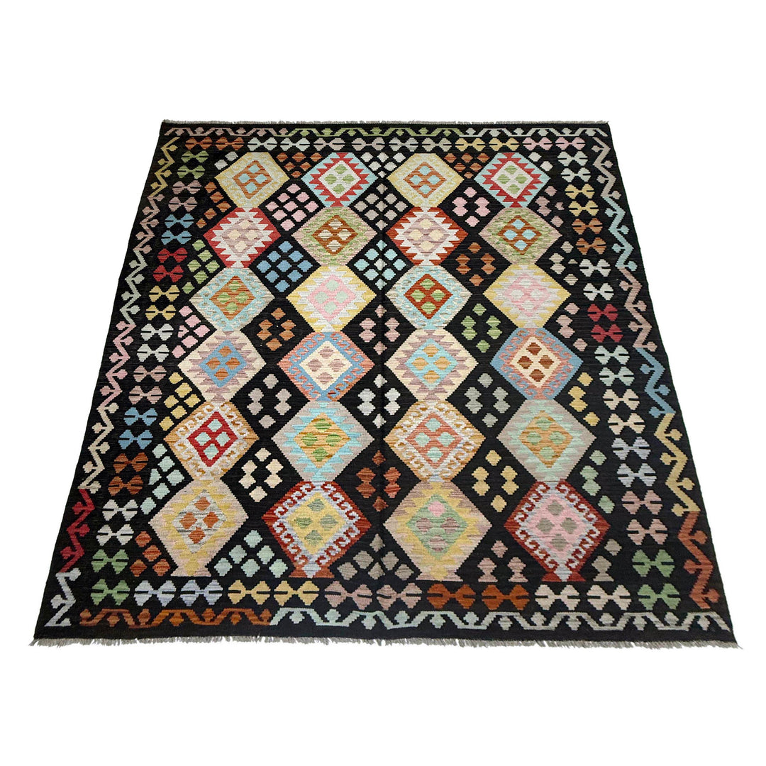 Afghan Vegetable Kilim Rug 6' 9" x 9' 5" Flat-Weave | No. AL746507