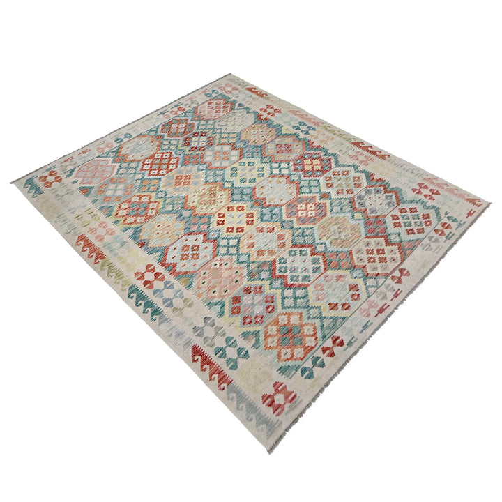 Afghan Vegetable Kilim Rug 7' 0" x 9' 9" Flat-Weave view