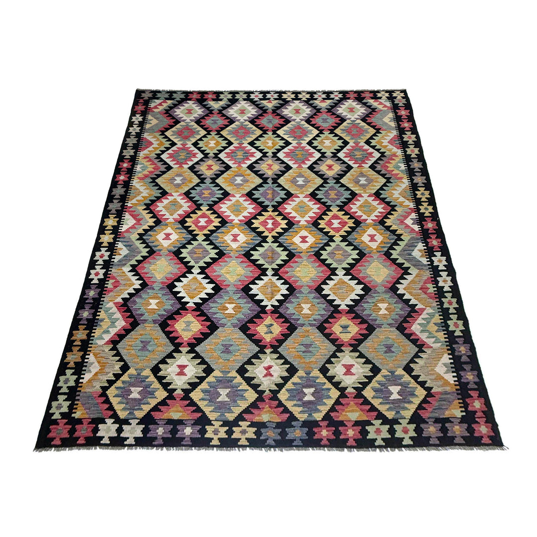 Afghan Vegetable Kilim Rug 6' 9" x 9' 11" Flat-Weave | No. AL576880