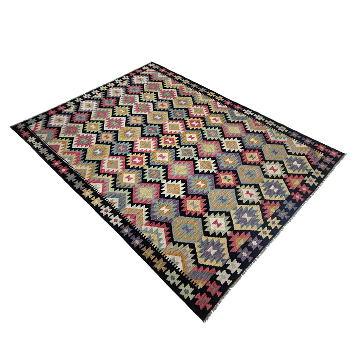 Afghan Vegetable Kilim Rug 6' 9" x 9' 11" Flat-Weave | No. AL576880