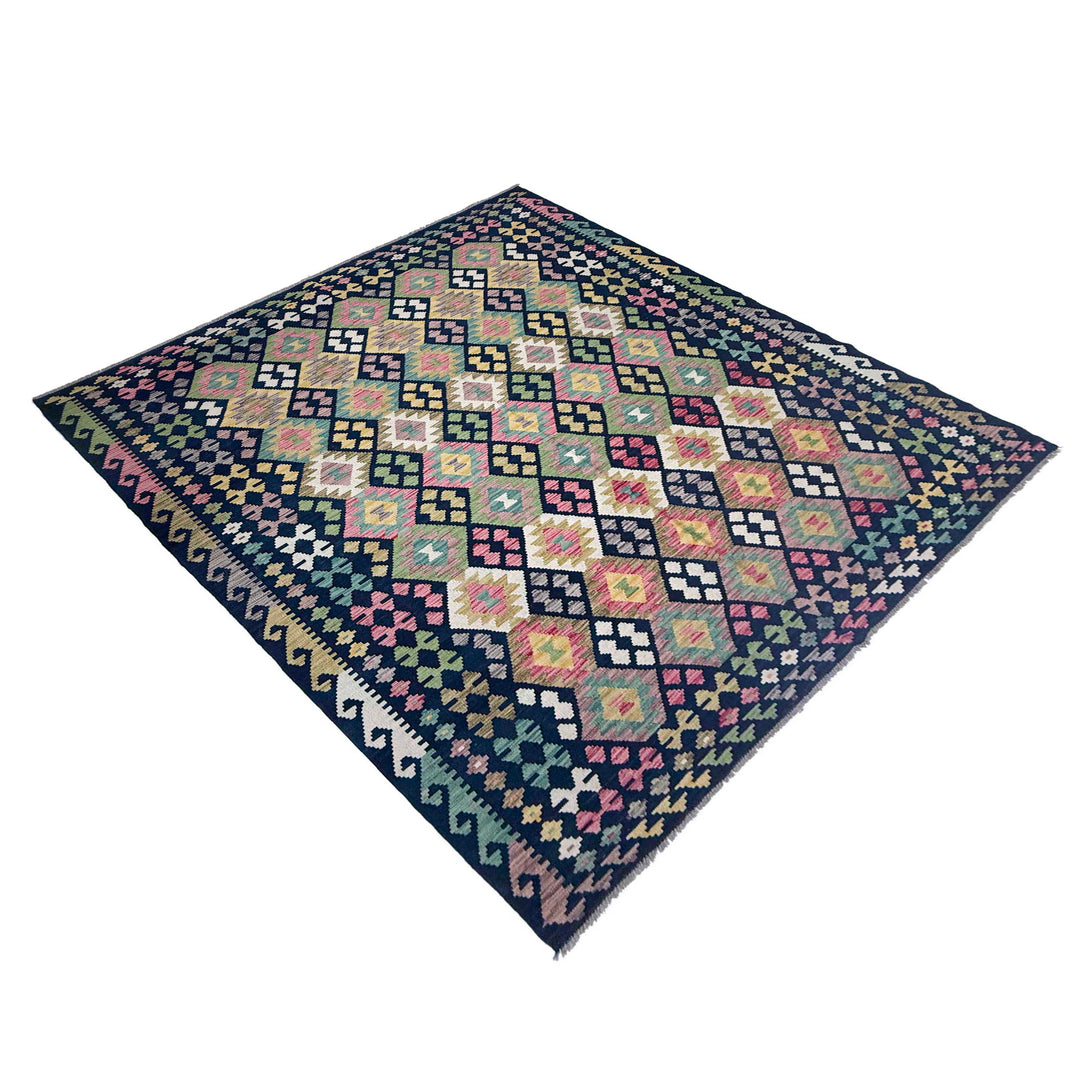 Afghan Vegetable Kilim Rug 6' 8" x 9' 6" Flat-Weave view