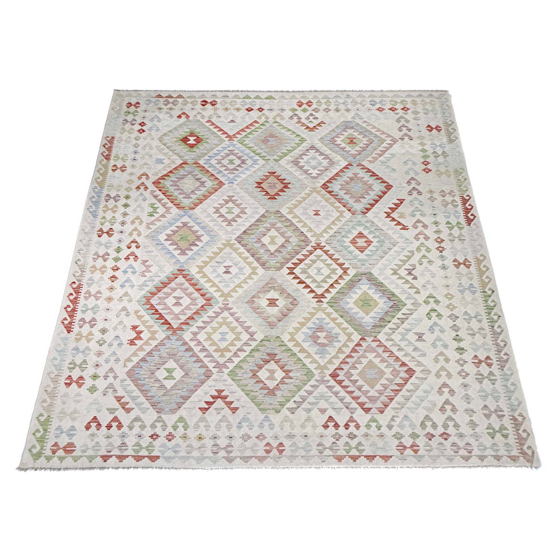 Afghan Vegetable Kilim Rug 8' 2" x 11' 4" Flat-Weave detail