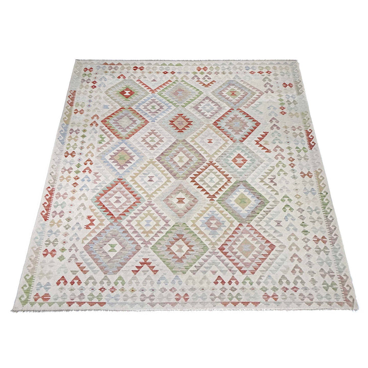 Afghan Vegetable Kilim Rug 8' 2" x 11' 4" Flat-Weave detail