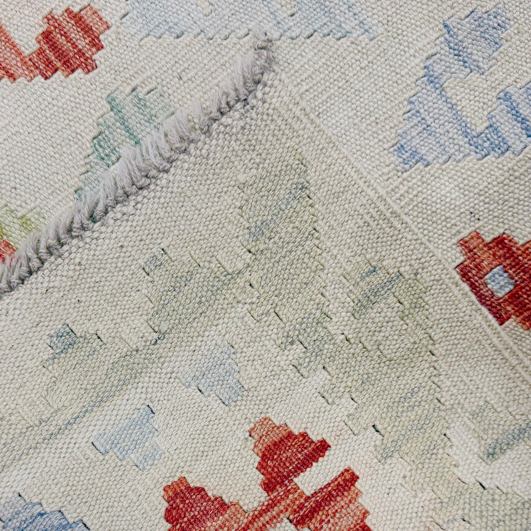 Afghan Vegetable Kilim Rug 8' 2" x 11' 4" Flat-Weave border