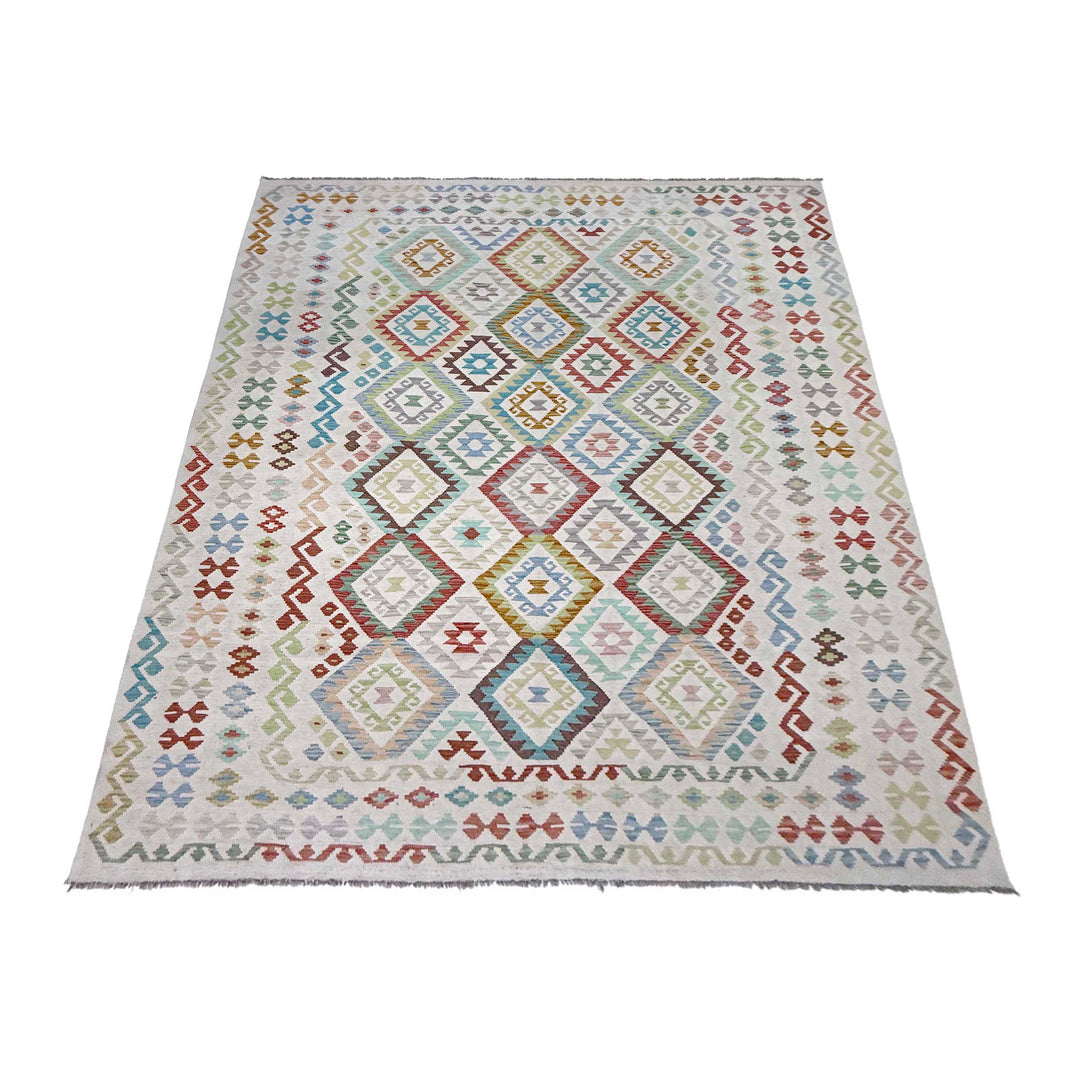 Afghan Kilim Rug 8' 8" x 11' 6" Flat-Weave detail
