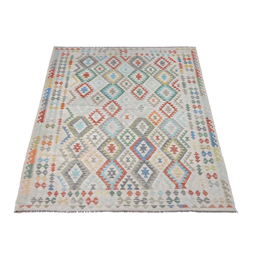 Afghan Vegetable Kelim Rug 8' 2" x 11' 1" Flat-Weave detail