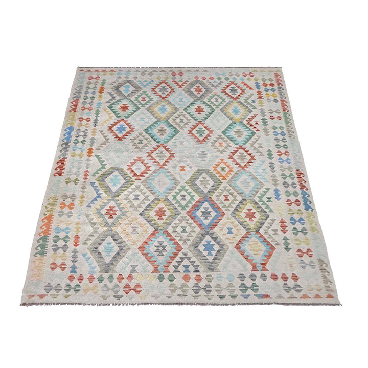 Afghan Vegetable Kelim Rug 8' 2" x 11' 1" Flat-Weave detail