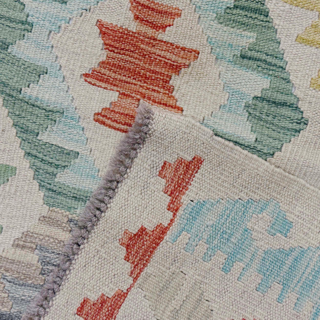Afghan Vegetable Kelim Rug 8' 2" x 11' 1" Flat-Weave border