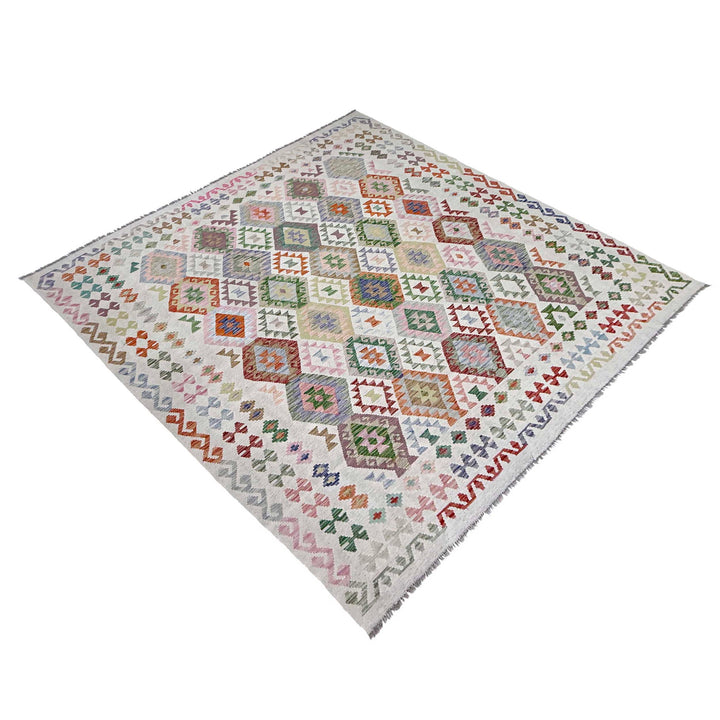 Afghan Vegetable Kilim Rug 8' 10" x 9' 3" Flat-Weave view