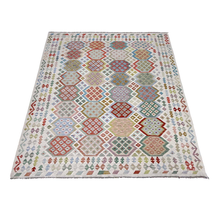 Afghan Kilim Rug 8' 7" x 11' 2" Flat-Weave detail
