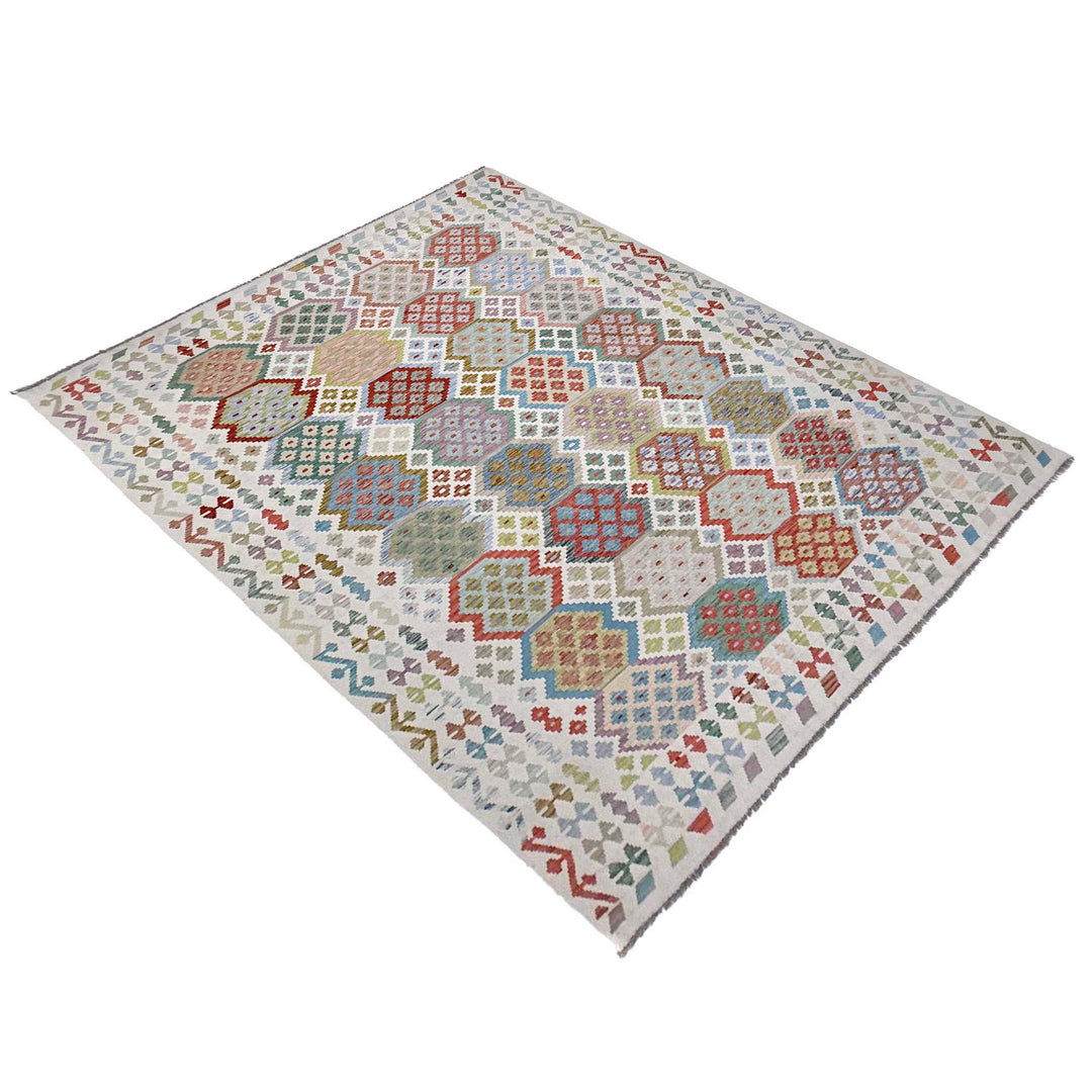 Afghan Kilim Rug 8' 7" x 11' 2" Flat-Weave close-up