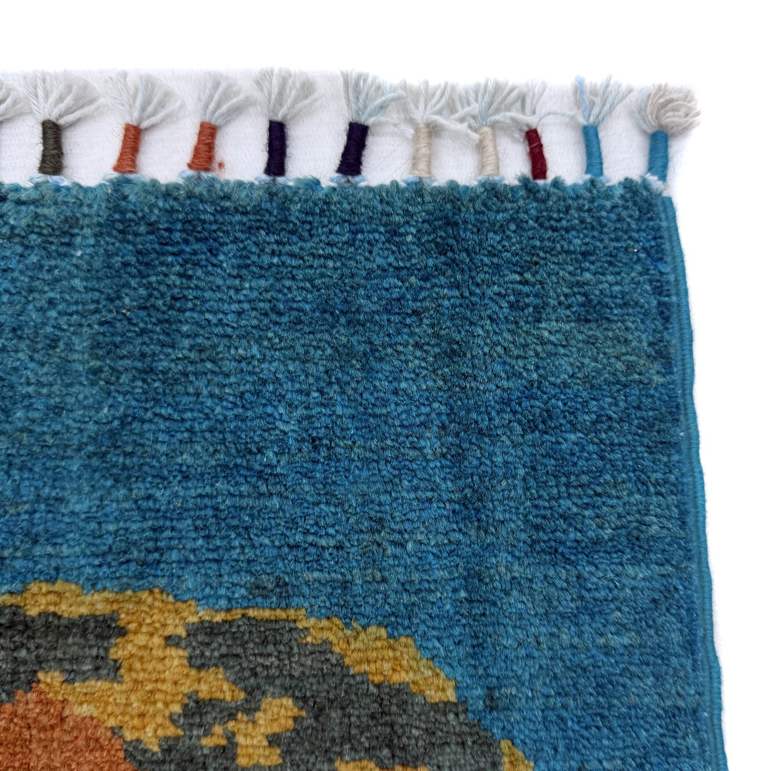 Blue Afghan Pictorial Rug 3' 3