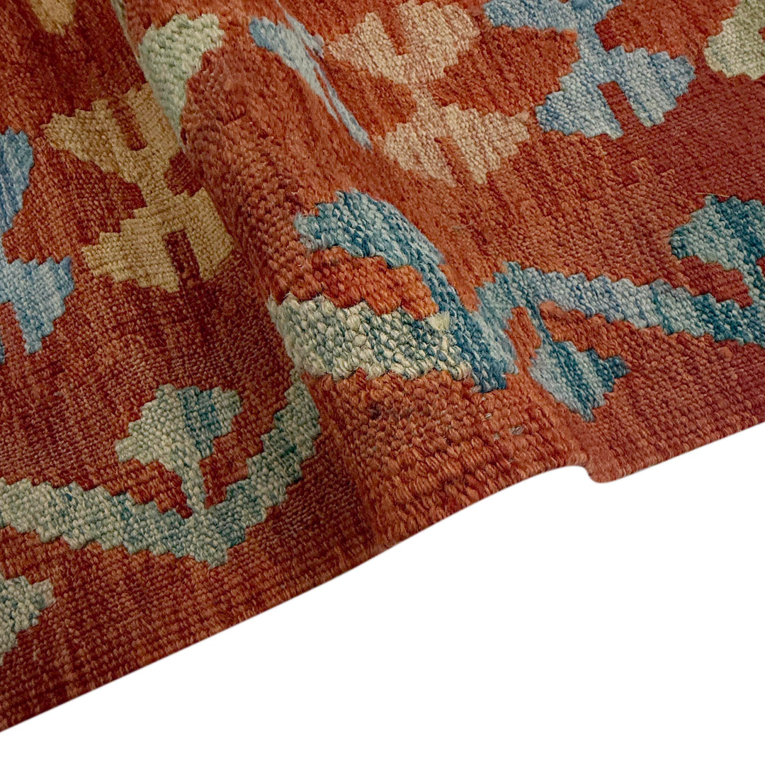 Afghan Vegetable Kilim Rug 8' 0" x 9' 5" Flat-Weave | No. AL386339