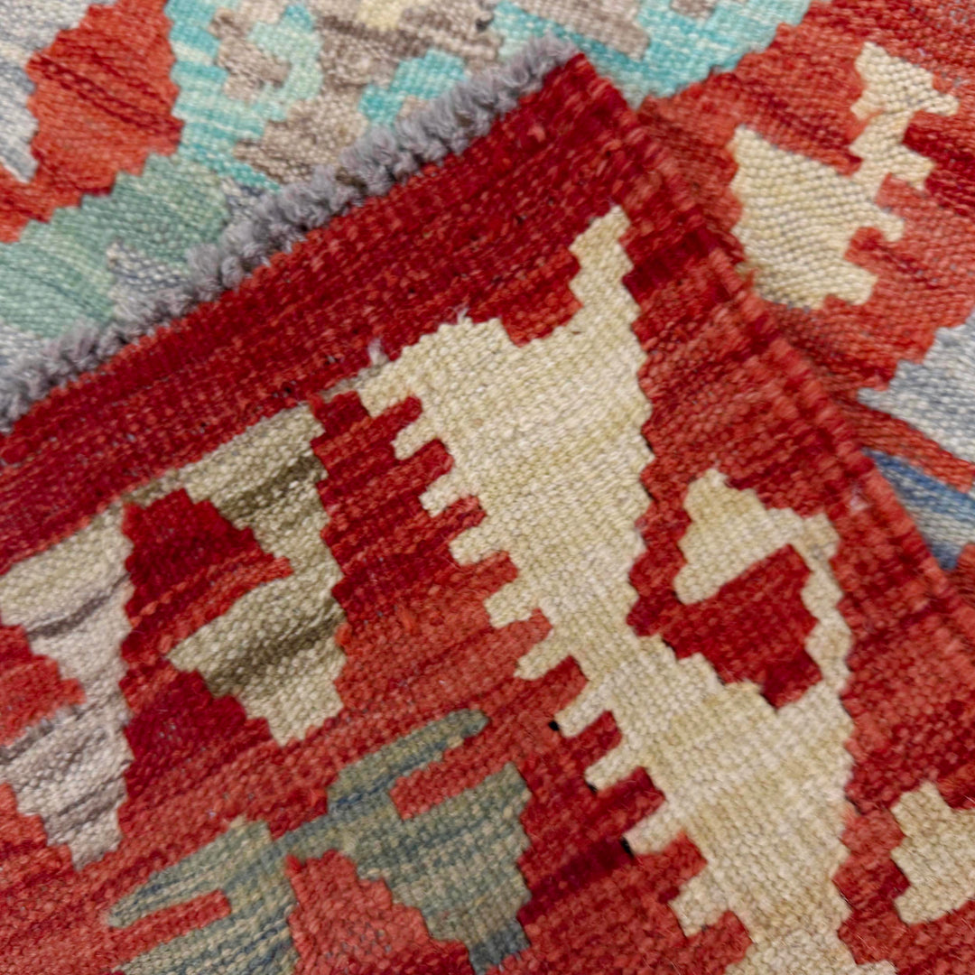Afghan Vegetable Kilim Rug 2' 8" x 6' 3" Flat-Weave border