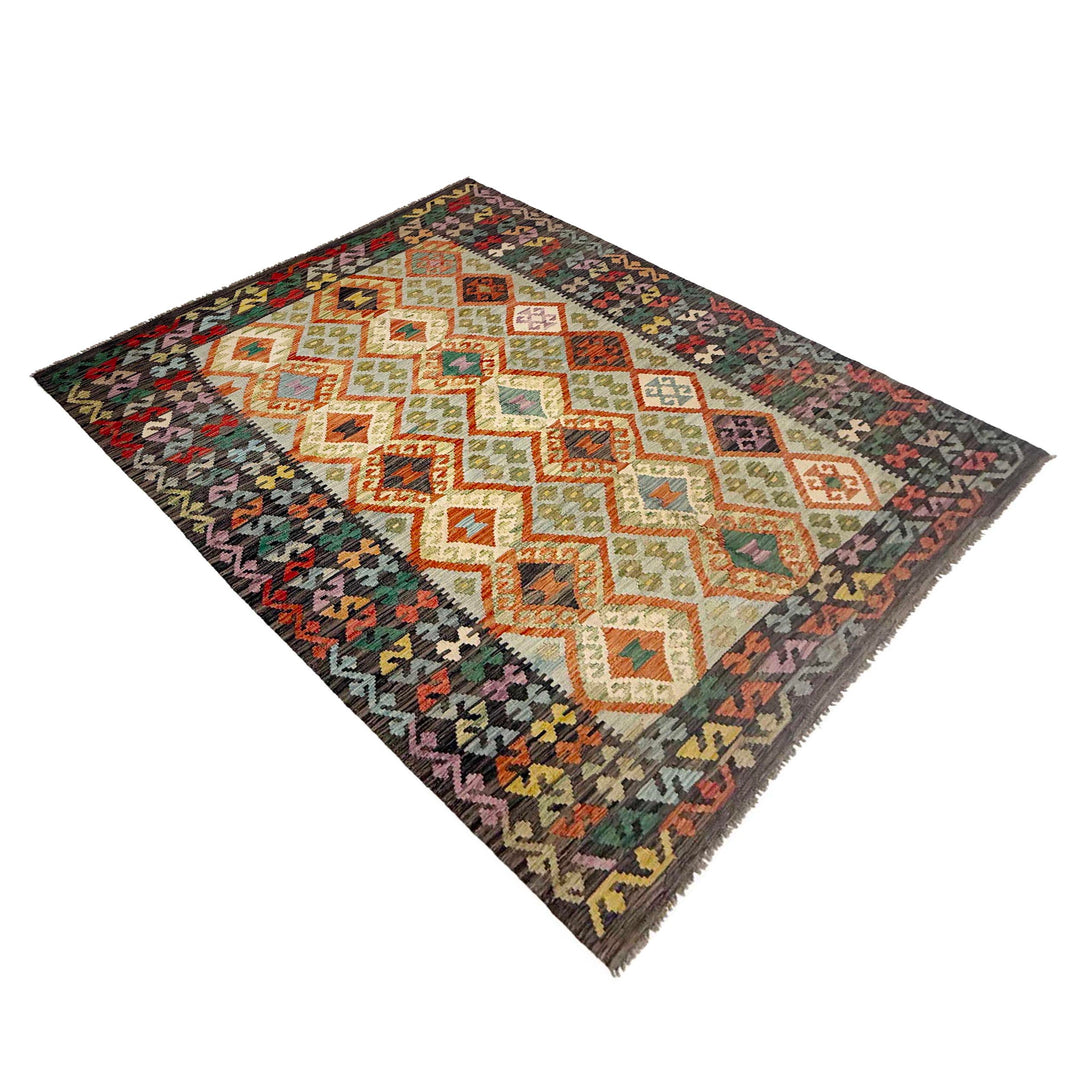 Afghan Vegetable Kilim Rug 5'7" x 8'0" Flat-Weave view