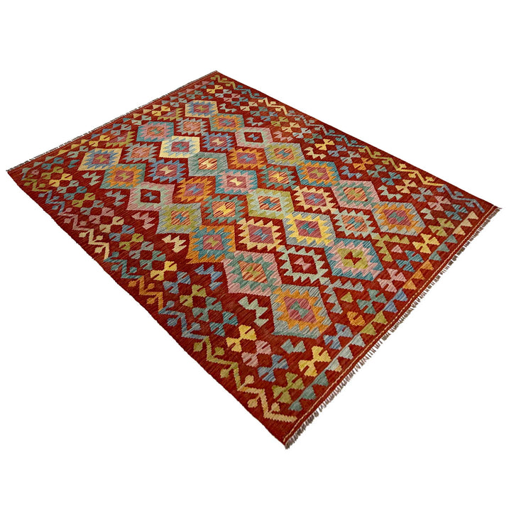 Afghan Kilim Rug 4' 9" x 6' 5" Flat-Weave view