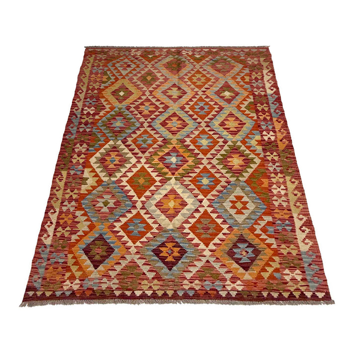 Afghan Kilim Rug 4' 4" x 7' 2" Flat-Weave | No. AL23955