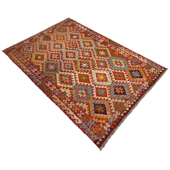 Afghan Kilim Rug 4' 4" x 7' 2" Flat-Weave | No. AL23955