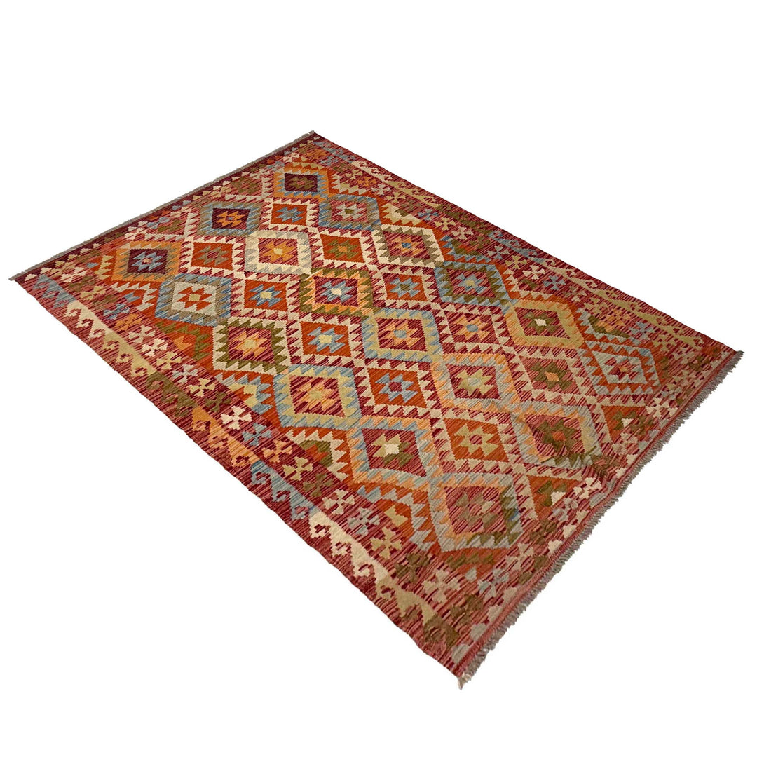 Afghan Kilim Rug 4' 4" x 7' 2" Flat-Weave | No. AL23955