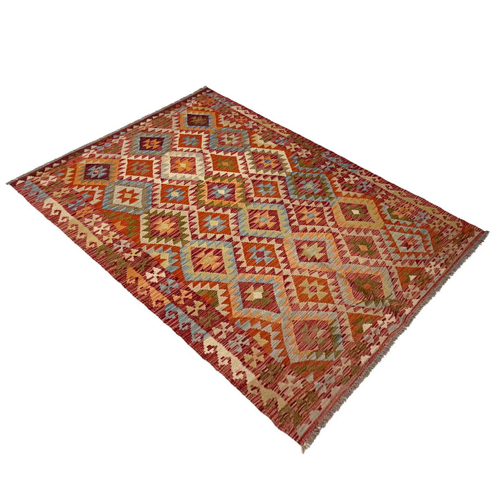 Afghan Kilim Rug 4' 4" x 7' 2" Flat-Weave | No. AL23955