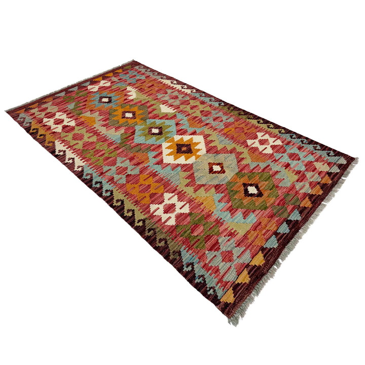 Afghan Vegetable Kilim Rug 2' 9" x 5' 4" Flat-Weave view