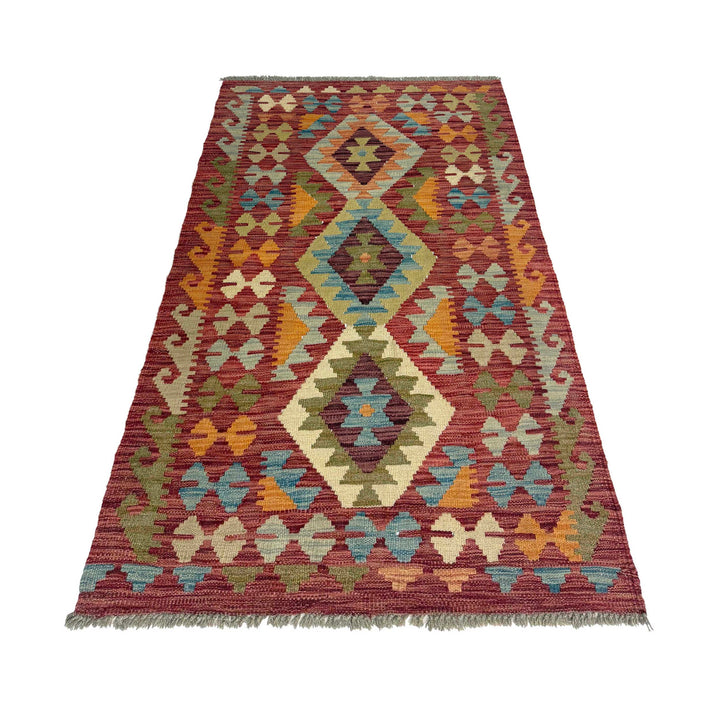 Afghan Kilim Rug 2' 10" x 4' 11" Hand-Woven detail