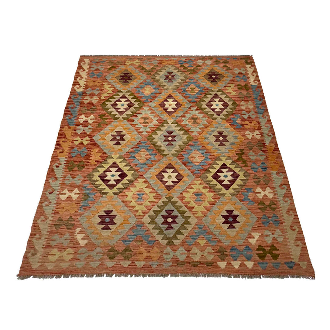 Afghan Kilim Rug 4' 5" x 6' 7" Flat-Weave | No. AL25731