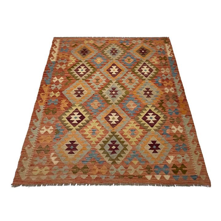 Afghan Kilim Rug 4' 5" x 6' 7" Flat-Weave | No. AL25731