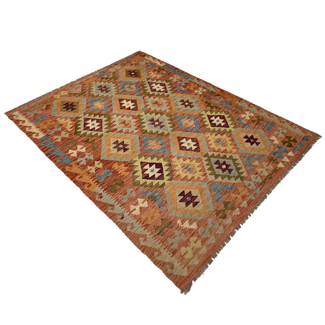 Afghan Kilim Rug 4' 5" x 6' 7" Flat-Weave | No. AL25731