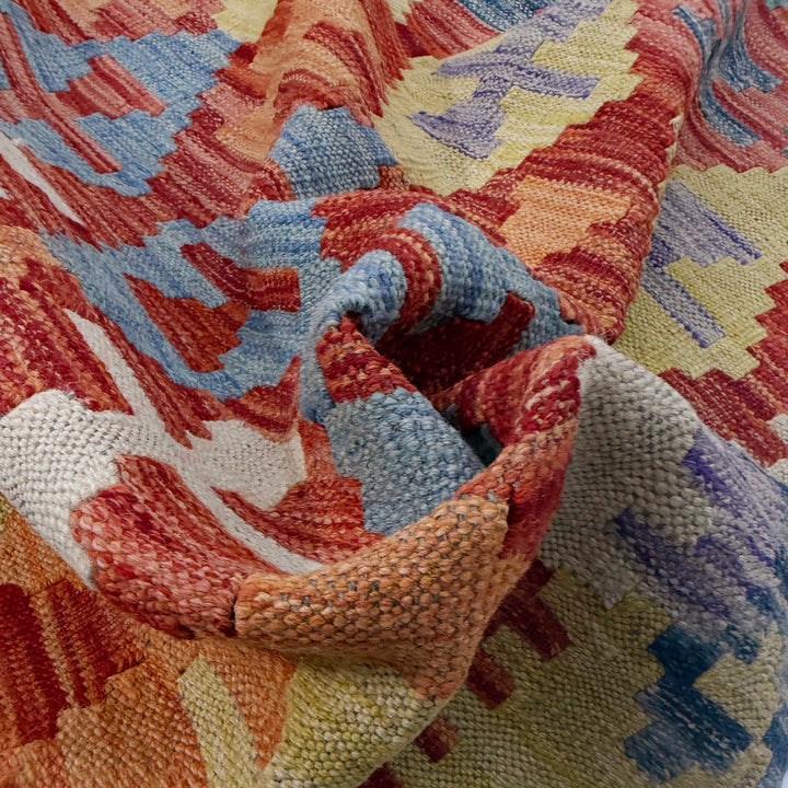 Afghan Vegetable Kelim Rug 6' 0" x 8' 1" Flat-Weave texture